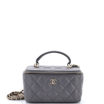 Chanel Classic Top Handle Vanity Case with Chain Quilted Lambskin Small