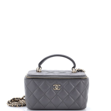 Chanel Classic Top Handle Vanity Case with Chain Quilted Lambskin Small