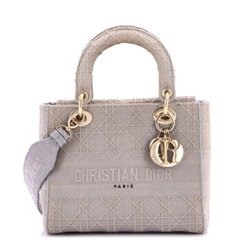 Christian Dior Lady D-Lite Bag Cannage Embroidered Canvas Medium