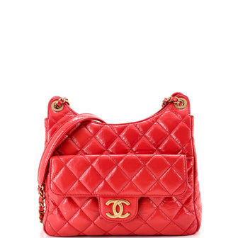 Chanel Wavy CC Hobo Quilted Crumpled Calfskin Medium