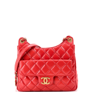 Chanel Wavy CC Hobo Quilted Crumpled Calfskin Medium