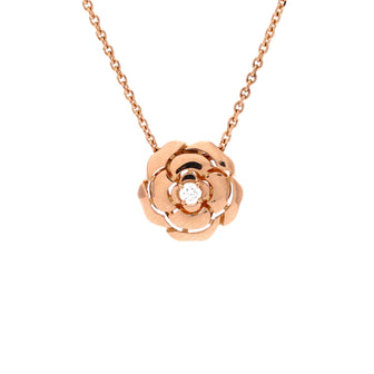Chanel Extrait de Camellia Pendant Necklace 18K Rose Gold with Diamond
