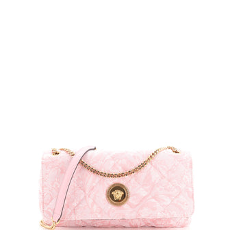 Versace Medusa Icon Chain Flap Bag Quilted Barocco Jacquard East West