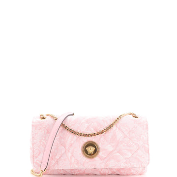 Versace Medusa Icon Chain Flap Bag Quilted Barocco Jacquard East West