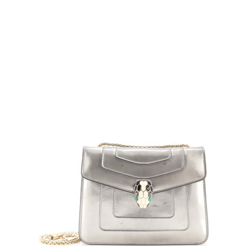 Bvlgari Serpenti Forever Square Shoulder Bag Metallic Leather Small
