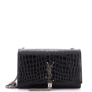 Saint Laurent Classic Monogram Tassel Crossbody Bag Crocodile Embossed Leather Medium