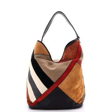 Burberry Ashby Bag Patchwork Leather and House Check Canvas Medium