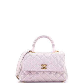 Chanel Coco Top Handle Bag Quilted Iridescent Caviar Mini