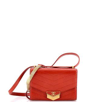 Chanel Medal Envelope Flap Bag Chevron Calfskin Small