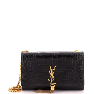 Saint Laurent Classic Monogram Tassel Crossbody Bag Crocodile Embossed Leather Medium