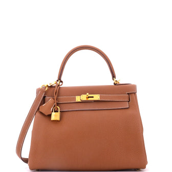 Hermes Kelly Handbag Brown Togo with Gold Hardware 28