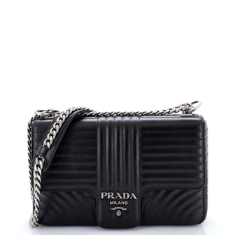 Prada Chain Flap Shoulder Bag Diagramme Quilted Leather Large