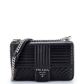 Prada Chain Flap Shoulder Bag Diagramme Quilted Leather Large