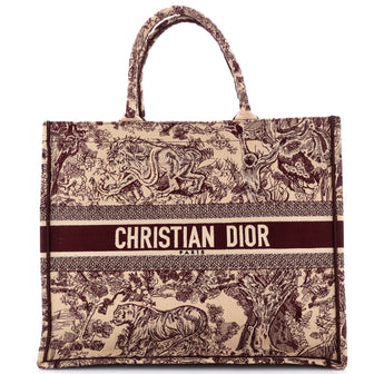 Christian Dior Book Tote Embroidered Canvas Large