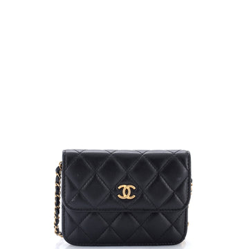 Chanel Pearl Crush Flap Clutch with Chain Quilted Lambskin Mini
