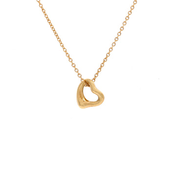 Tiffany & Co. Elsa Peretti Open Heart Pendant Necklace 18K Yellow Gold 7mm