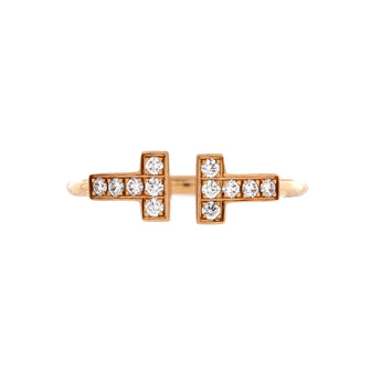 Tiffany & Co. T Wire Ring 18K Rose Gold with Diamonds