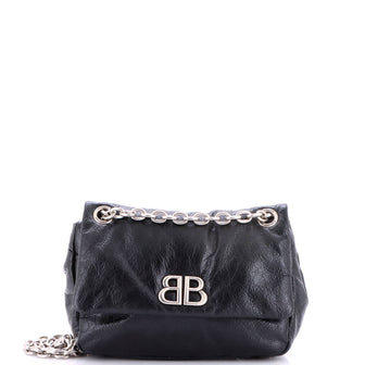 Balenciaga Monaco Chain Flap Shoulder Bag Leather Mini