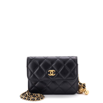 Chanel Pearl Crush Flap Clutch with Chain Quilted Lambskin Mini