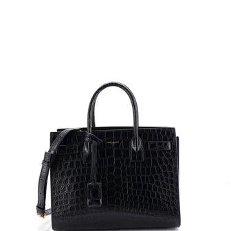 Saint Laurent Sac de Jour NM Bag Crocodile Embossed Leather Baby