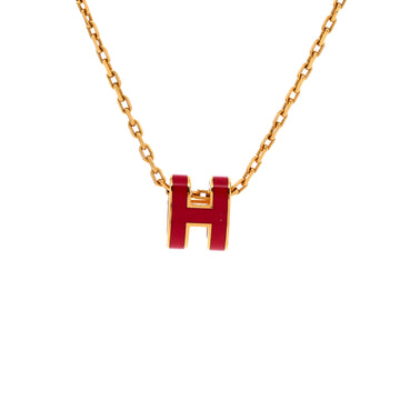 Hermes Pop H Pendant Chain Necklace Metal and Enamel Mini