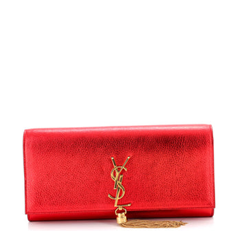 Saint Laurent Classic Monogram Tassel Clutch Leather Long