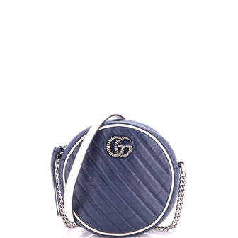 Gucci GG Marmont Round Shoulder Bag Diagonal Quilted Leather Mini