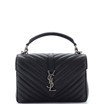 Saint Laurent Classic Monogram College Bag Matelasse Chevron Leather Medium