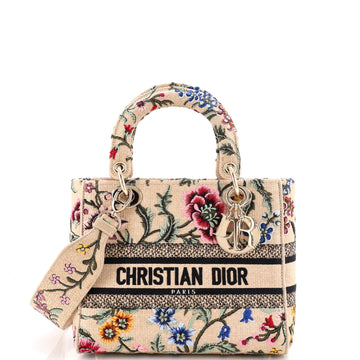 Christian Dior Lady D-Lite Bag Embroidered Raffia Medium