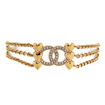 Chanel CC Heart Triple Chain Bracelet Metal with Crystals