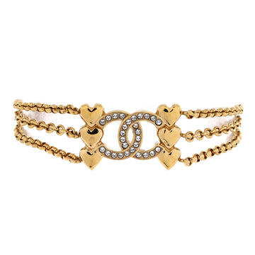 Chanel CC Heart Triple Chain Bracelet Metal with Crystals