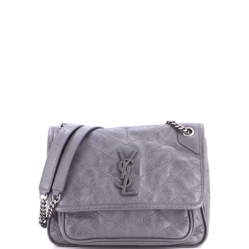 Saint Laurent Niki Chain Flap Bag Matelasse Chevron Leather Baby