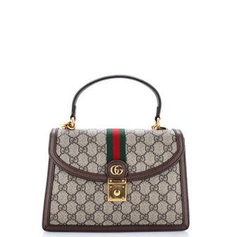 Gucci Ophidia Flap Top Handle Bag GG Coated Canvas Small