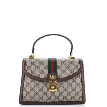 Gucci Ophidia Flap Top Handle Bag GG Coated Canvas Small