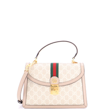Gucci Ophidia Flap Top Handle Bag GG Coated Canvas Small