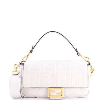Fendi Baguette NM Bag Zucca Embossed Leather Medium