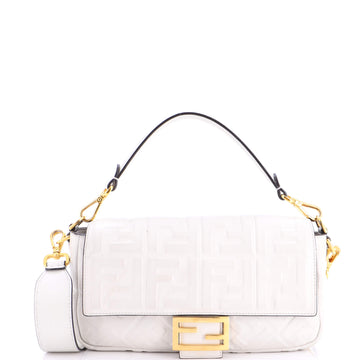 Fendi Baguette NM Bag Zucca Embossed Leather Medium