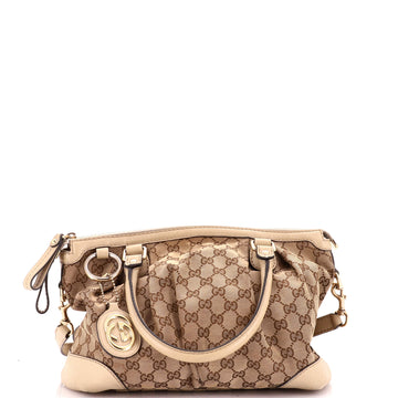 Gucci Sukey Top Handle Satchel GG Canvas with Leather Medium