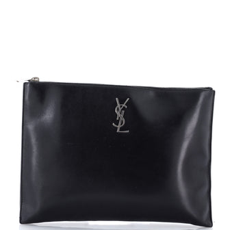 Saint Laurent Classic Monogram Wristlet Pouch Leather Medium