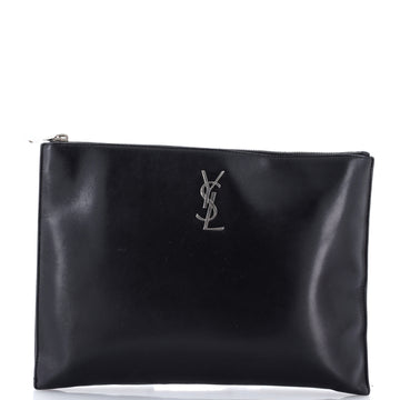 Saint Laurent Classic Monogram Wristlet Pouch Leather Medium