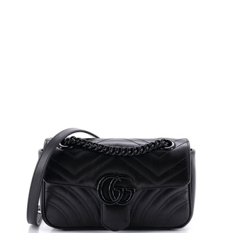 Gucci GG Marmont Monochrome Flap Bag Matelasse Leather Small