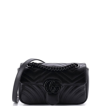 Gucci GG Marmont Monochrome Flap Bag Matelasse Leather Small