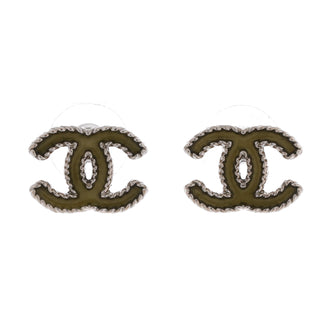 Chanel CC Stud Earrings Metal with Enamel