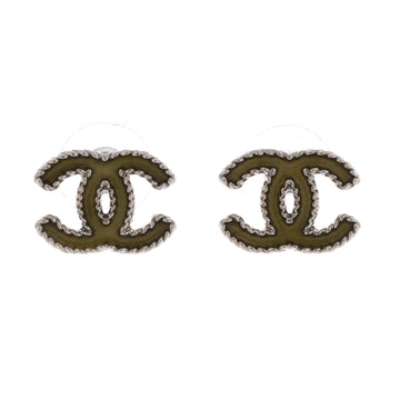 Chanel CC Stud Earrings Metal with Enamel