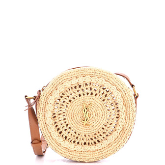 Saint Laurent Monogram Round Camera Bag Raffia