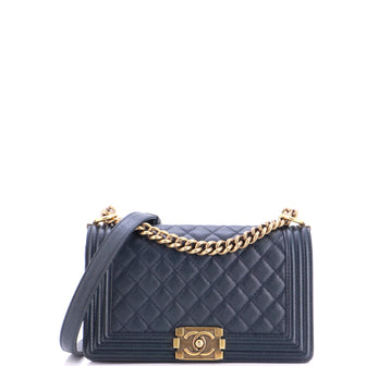 Chanel Boy Flap Bag Quilted Caviar Old Medium