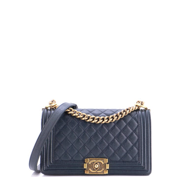 Chanel Boy Flap Bag Quilted Caviar Old Medium
