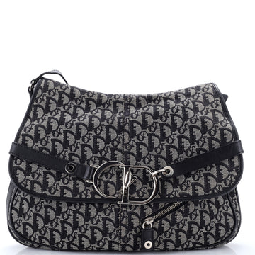 Christian Dior Vintage CD Flap Messenger Bag Diorissimo Canvas Large