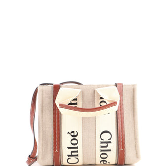 Chloe Woody Convertible Tote Canvas with Leather Small