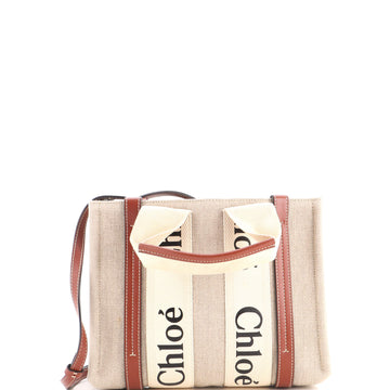 Chloe Woody Convertible Tote Canvas with Leather Small